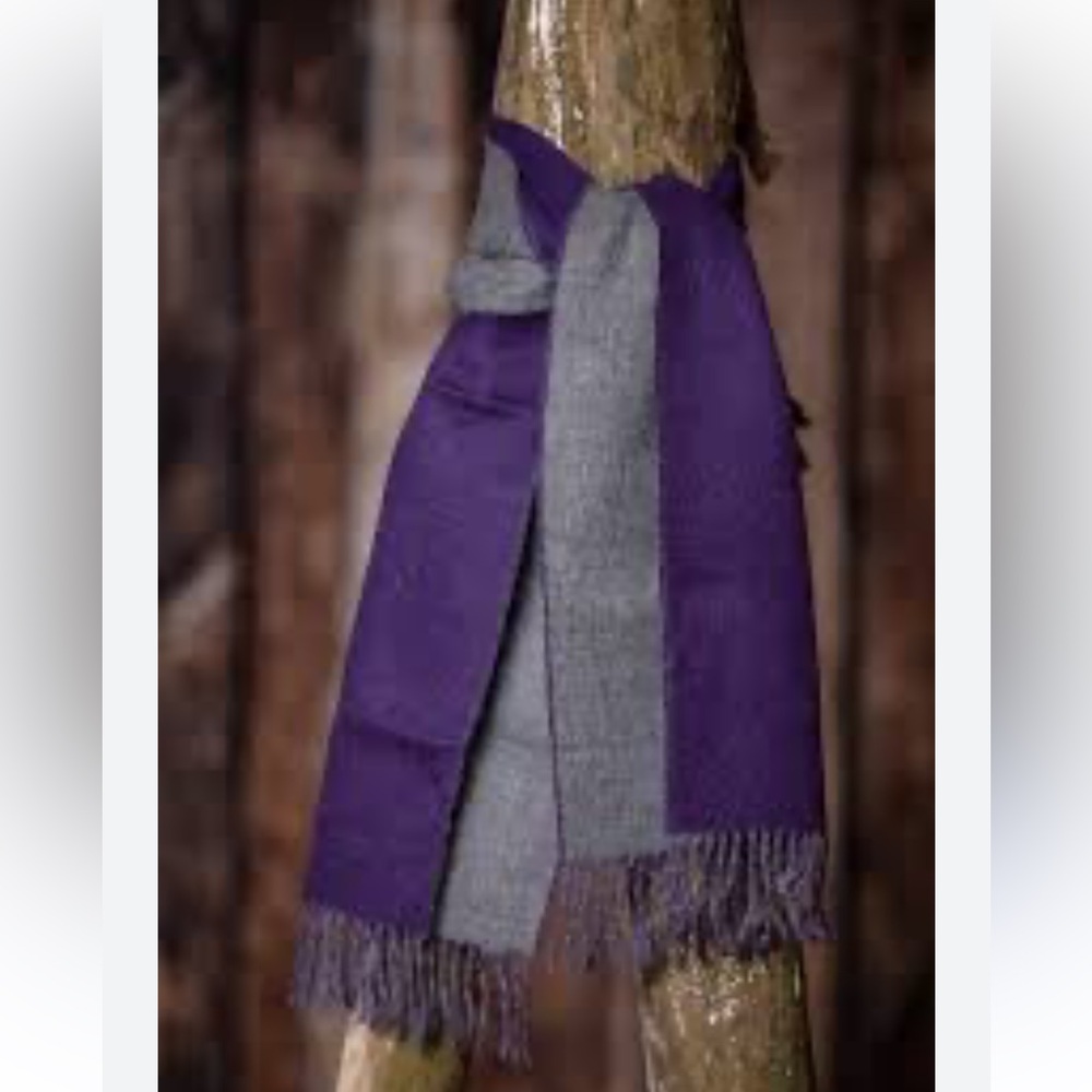 MFH Knits 100% Baby Alpaca Reversible Scarf - Heather Charcoal Gray & Purple